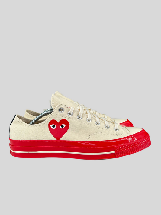 Size 11 Men- Converse Chuck Taylor All Star 70 Ox Comme des Garcons PLAY Egret Red Midsole