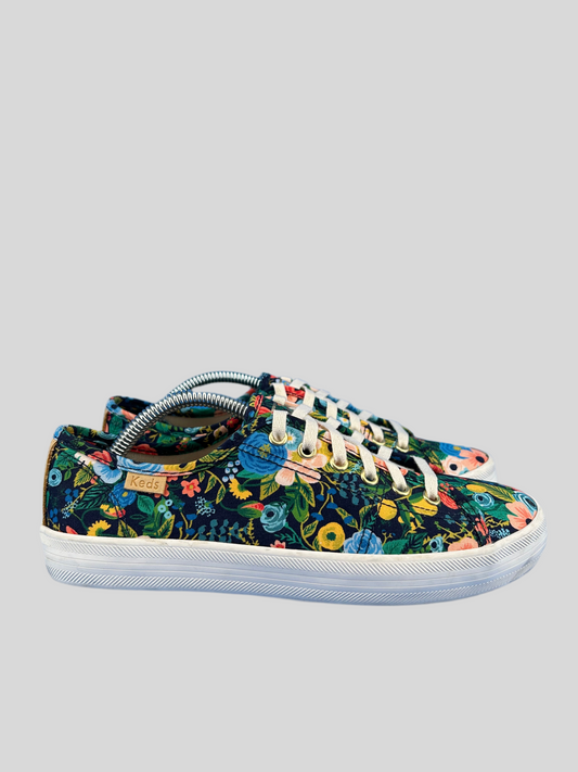 Size 6 women- Keds x Rifle Paper Co Kickstart Garden Party in Navy Multi Sneakers