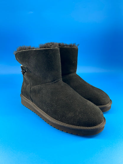 Size 11 women- Koolaburra by Ugg Boots Jaelyn Mini Black Suede Fringe 1096412