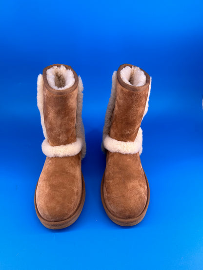 Size 6 women- UGG Carter Suede Sheepskin Mid Calf Boots